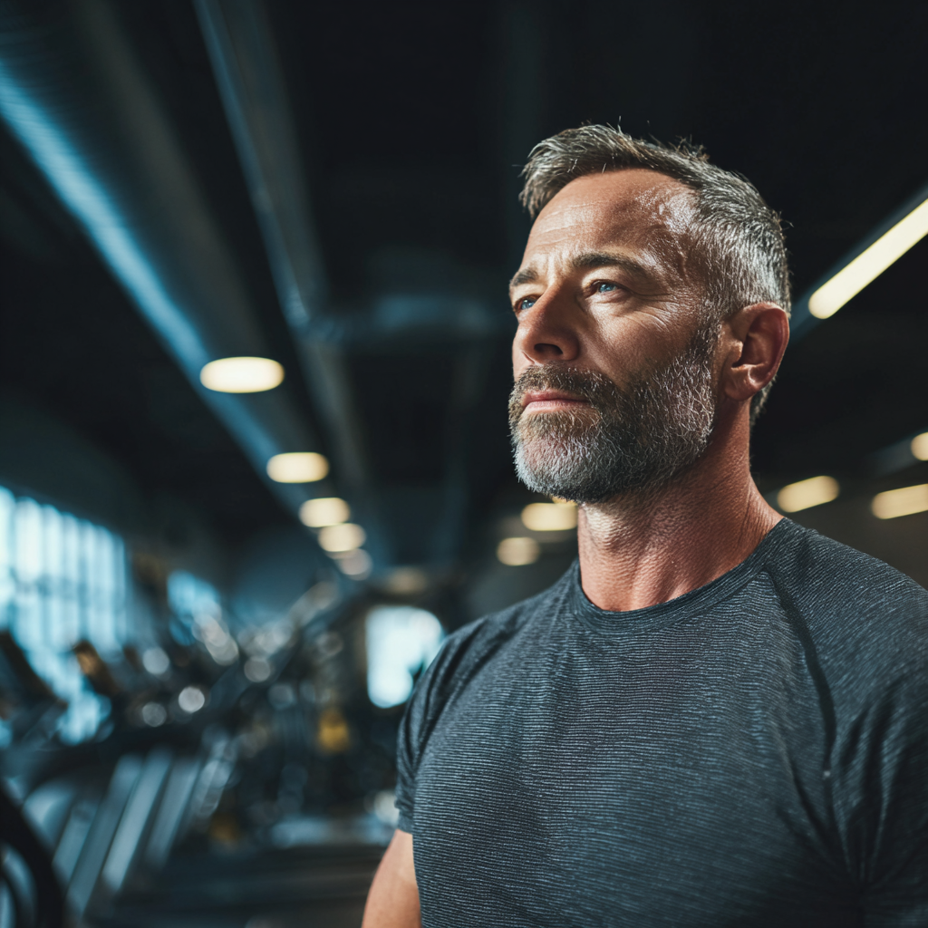 Middle-aged fitness transformation results showing healthy lifestyle achievements